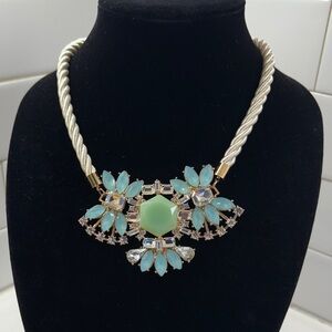 Stunning Rhinestone Statement Necklace on a White Cord